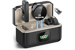 laqula Drahtlose Lavalier Mikrofone mit Ladekoffer für iPhone, iPad, Android, USB-C Mikrofon 2er Pack Rauschunterdrückung Kristallklare Aufnahme für Videoaufnahmen, Vlog, YouTube, TikTok, Interview