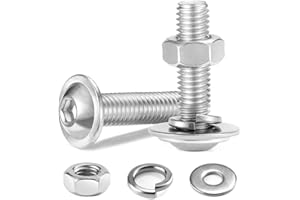 10Pcs M5 x 30 mm Bolt Flanged Button Head Socket Cap Bolt Screws, Nuts and Bolts 304 Stainless Steel, Allen Screws, Flat & Lock Washers, Nuts and Bolts Assortment Kit by Wavanta