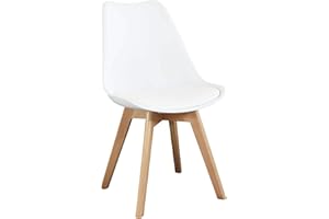 Milani Home s.r.l.s. Sedia Moderna di Design Imbottita Bianca con Gambe in Legno per Sala da Pranzo Cucina Ufficio