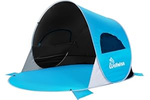 Wolfwise Tenda da Spiaggia UPF 50+ Easy Pop Up, 3-4 Parasole Sportivo Tenda Parasole Istantanea, Blu