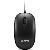 Lenovo 110 Wired Plug & Play USB Mouse, High Resolution 1600 DPI Optical Sensor,3-Button Design with clickable Scroll Wheel,