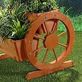 Garten Dekoration Pflanzkübel mit Wagenräder aus Holz 44 cm × 42 cm x 40 cm (B x L x H) - 3