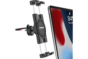 woleyi Soporte Tablet Coche Rejilla Aire, Soporte para Tablet Móvil Rejilla de Ventilación [Clip Mejorado Nunca se Mueve] para iPad Mini Air Pro, Galaxy Tab, Kindle, Fire, iPhone 16, 4-13"