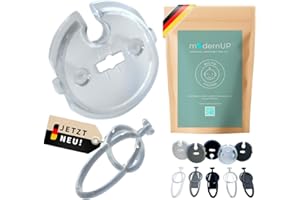 PREMIUM Kindersicherung Steckdose ohne Kleben (transparent) - mit Schlüssel, steckbar, passend für alle Steckdosen - Steckdosensicherung - durchsichtig | Kinder Sicherheit | Baby Schutz | modernUP