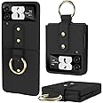 HWeggo Case for Samsung Galaxy Z Flip 3 - Ultra Thin Hard PC Case with Outer Screen Protector and Ring, Shockproof Lightweight Protective Cover (Black)