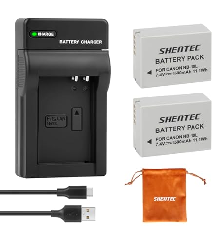 Canon G12 BM Premium 2-Pack NB-10L Battery & Charger Kit For Canon PowerShot Cameras - G15, G16, SX40-SX60 Models Cannon Camera