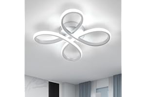 Dorlink Ceiling Lights, Silver Flower Ceiling Light 30W, Creative Flower Shape Chandeliers Ceiling Light for Living Room, Semi Flush Ceiling Lamp for Bedroom, Kitchen, 6500K Cool White