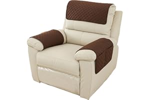 PTJJXA 3 Piezas 1 Plaza Funda Cubre Sofá, Protector para Sofás Acolchado Reversible, Sillón Relax Funda de Sofá, Cubierta del Brazo de La Silla Reclinable para Silla, Sillón Reclinable, Sofá (Marrón)