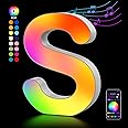 Light Up Letters USB Powered, LED Letter Lights Color Changing Alphabet Sign Gifts for Girls Women Party Birthday Decorations, APP Control, Night Light Christmas Valentine Wall Table Decor - S
