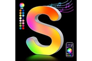 KANGTAIXIN Letra Luminosas Mayúscula con USB, Letras de Luces LED Iluminadas Control APP, Luces Etras de neón, Luces de Noche para Pared, Fiesta de Cumpleaños, Navidad, Decoración de Boda, Letras - S