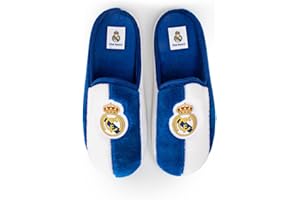 MARPEN SLIPPERS Zapatillas de casa Real Madrid CF Oficiales Temporada 25/26 para Hombre o Mujer, Suela Caucho Diseño Fútbol, Azul y blanco, Talla 35