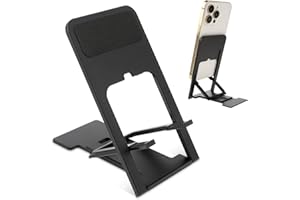 TIESOME Składany uchwyt na telefon, biurko i stacja dokująca - regulowany pod kątem 4 stopni, kompatybilny ze wszystkimi telefonami (czarny)