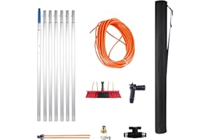 UIOEEJY Perche Télescopique Nettoyage 5 à 7 m, Brosse telescopique toiture, Télescopique Brosse avec Conduites d'eau et balais pour Fenêtres Hautes Intérieure et Les Panneaux solaires (7m)