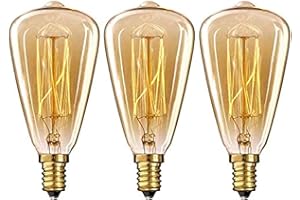 Aidencor E14 Vintage Edison Light Bulb 40W Dimmable Screw Candle Bulb Decorative Retro Filament Light Bulb ST48, Pack of 3