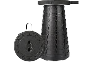 JUVEL Taburete Telescópico Portátil -Taburete Plegable de Viaje, Taburete de Camping, Silla Plegable Ligera, Utilizadopara Acampar Pesca Barbacoa Senderismo al Aire Libre Viajar Jardinería Interior (Negro)