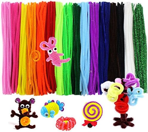JUSLIN 340 Pcs Pipe Cleaners Chenille Stem 6 mm x 12 Inch, 17 Assorted Colors