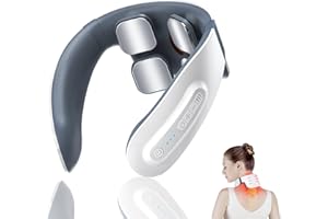 DVONE 4 Teste Massaggiatore Cervicale,6 Modalità 18 Livelli Regolazione Dell'intensità Massaggiatore Elettrico Per Collo Intelligente Con Livello di Calore Diverso Per Massaggi Precisi In Ufficio e Casa