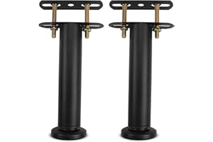 TERDEY Bed Support Legs, Metal Adjustable Legs for Bed, Heavy Duty Bed Center Frame Middle Reinforce Circular Bottom Extendable Slat Support Leg for Cabinet Sofa Bed Frame Replacement Parts (Black 2 Pcs)