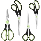 Vutyvve Kitchen Scissors, Stainless Steel Blades, Soft Grip, Heavy Duty Multipurpose Kitchen Scissors Set, Black and Green, 4