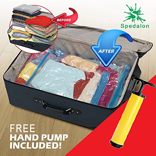 Vakuum Aufbewahrungsbeutel – Set aus 8 wiederverwendbaren Platzsparern (4 große (100x80cm) + 4 mittlere (80x60cm)) mit kostenloser Handpumpe für Reisen. Die besten vakuumbeutel für Kleidung, Bettdecken, Bettwäsche, Kissen, Wolldecken, Vorhänge - 5