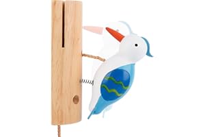 Ciphuoly Timbre de Puerta de Madera con Pájaro Carpintero | Timbre Decorativo Infantil con Campana | Decoración de Madera Natural para Casa del Árbol, Habitación Infantil | Idea de Regalo Original