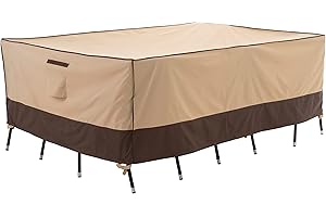 F&J Outdoors Garden Furniture Cover Waterproof 6 Chairs 7 Piece Outdoor Sectional Cover 244x162x80cm Eco-friendly Fabric UV Resistant,Beige+Brown