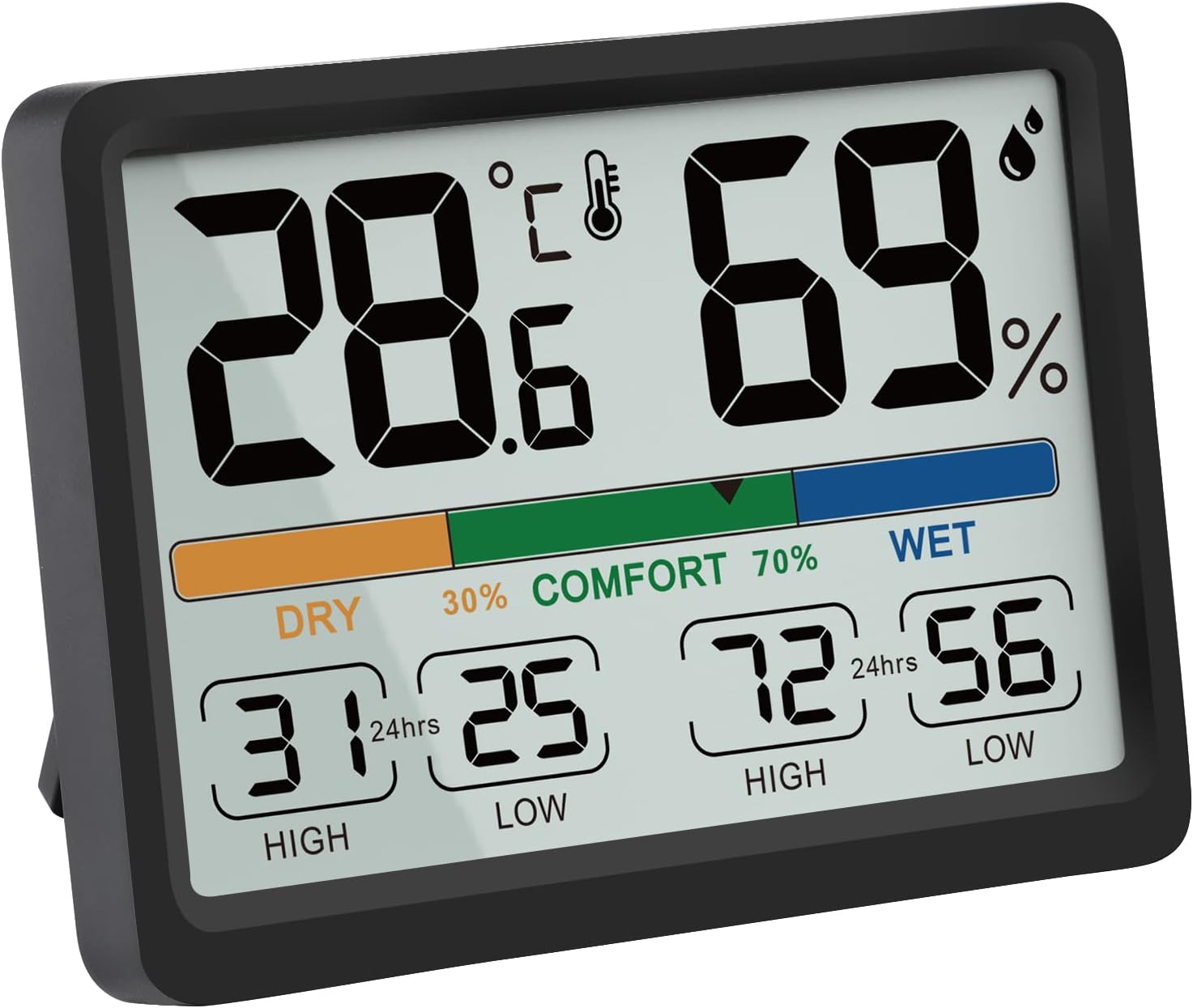 Humidity and Temperature Monitor - AIMILAR Digital Indoor Thermometer with High Low History, ℉ / ℃ Selectable, Easy to Use, Calibrate-able, Magnetic Option and Clear Display