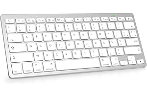 OMOTON Clavier pour iPad AZERTY, Clavier sans Fil Bluetooth iPad Pro 13/11/12.9/ Pad 10.9/10.2/9/8/7/6/5/ Air 5/4/3 /Mini 6/5 et iPhone, Wireless Keyboard pour iOS, Argenté