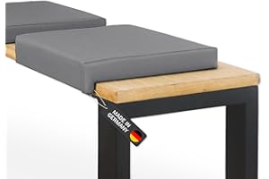 ‎LYCCE Lycce Bankauflage Kunstleder Klemmkissen 1 Leiste, extra weiche Polsterung, Sitzkissen Bank rutschfest, 100.000 Scheuertouren, Banktiefe ab 35 cm (grau)