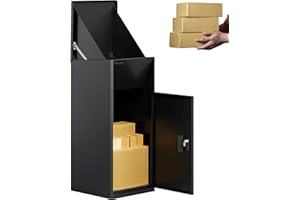 3FlexHome Caladrius Extra Large Parcel Box with Combination Lock, Delivery Box with Secure Front Access, Durable, Lockable Weatherproof Outdoor Parcel Drop Box For Multiple Packages (BLACK)