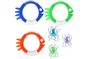 OWUDE Pool Diving Toys, 3pcs Diving Rings and 3pcs Diving Octopuses, Swimming Dive Toy Gifts for Kids, Pool Sinkers for Underwater Diving Game Training