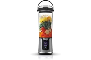 ‎NINJA Ninja Blast Tragbarer Mixer & Smoothie Maker, 530ml Becher mit Auslaufsicherem Deckel & Trinköffnung, Leistungsstark, Kabellos & Wiederaufladbar, Zerkleinert Eis & Gefrorenes Obst, Schwarz, BC151EUBK