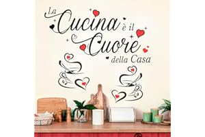 Gigio Store Adesivi Murali Cucina, Scritte Adesive Cuore della Casa, tazzine caffé, Decorazioni Parete Ristorante, Bar, Soggiorno, Vinile impermeabile