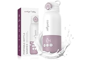 comfyer Portable Bottle Warmer on the Go for Baby, Fast Heating and Long Battery Life 12000 mAh, Two Heating Modes for Breast Milk and Water, 340 ml Capacity, for Car and Plane Travel