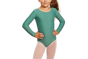 Loxdonz Girls Leotard Basic Long Sleeve Ballet Dance Leotard Kids Stretch Gymnastics Bodysuit Top