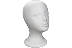 Zasdvn Cabeza modelo para sombreros, cabeza de maniquí de espuma para peluca femenina, cabeza de maniquí ligera y fácil de usar, soporte de exhibición de pelucas para bufandas, joyas, sombreros
