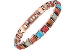 YINOX Magnetfeldtherapie-Kupferarmband für Frauen, türkisfarbenes buntes Armband, reines Kupfer-Magnetarmband