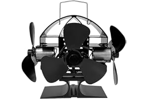 LEARNLYRICS Tomersun Ofenventilator mit 3 Blättern Kaminventilator, Ventilator für Kaminofen, wärmebetrieben, für Holzofen, 4 Flügel-Kaminventilator Ohne Strom Leiser Betrieb für Brennholz Feuerstelle