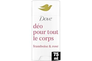 Dove - Déodorant pour Tout le Corps - Stick- Framboise & Rose - Anti Odeurs et Traces Blanches 72h - Conçu pour les Peaux Sensibles - 75ml