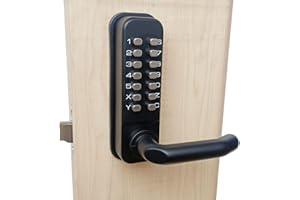 ShouSiFang Cerradura impermeable de la manija de la puerta, Codelocks Digital Mecánico Pulsador Superficie Perno,aleación de zinc,Sin claves, (negro)