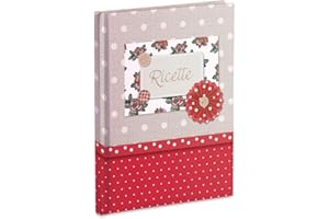 MARELI Ricettario personale da scrivere con 3 Segnalibri pietanze con 60 fogli (120 pagine non numerate) in carta avorio a righe. Pois