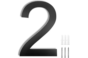 Meision House Number Anthracite Stainless Steel House Number RAL 7016 Fine Structure Powder Coated Solid Arial Font with Screws Height 20 cm - Number 2