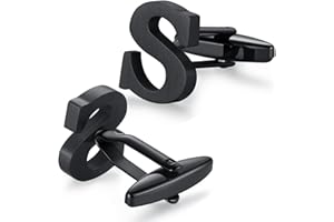 HONEY BEAR Gemelli Uomo con iniziali Argento Lettera Iniziale,Acciaio Inossidabile per Camicia Matrimonio