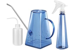 Goowin 1.4 L Watering Can for Indoor/Outdoor Plants, with Bonus 500 mL Spray Bottle & 250 mL Squeeze Bottle (Blue)