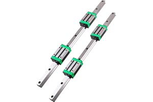 GooEquip 2Pcs Linear Rail HGR20-700mm + 4Pcs HGH20CA Square Type Carriage Bearing Block, Linear Slide Rail Guide Rail for DIY CNC Routers Lathes Mills