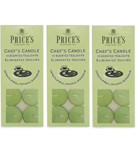 Price's Bougie En Pot Chef - Anti-Odeurs Parfum Basilic Patchouli Géranium | Longue Durée