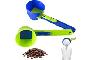 EZRANOVA Lot de 2 cuillères doseuses pour poudre de protéines Funnel avec fond coulissant, 2 en 1 - Pour mesurer avec précision la poudre de protéines, le café, les aliments