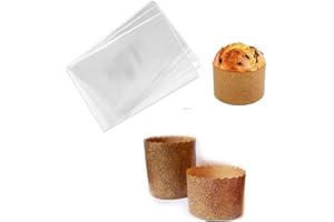 ARCOBALENO PARTY 5 Stampi Monouso per PANETTONE 1000gr Alto Con 5 Buste in Polipropilene in Carta Forno per Pan Canasta, Dolci lievitati,Panettoni, Panettone Gastronomico, Dolci di Natale , Pan brioche