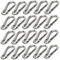 20 stuks 304 roestvrij stalen karabijnhaken, M5 roestvrij stalen karabijnhaken, 50 x 5 mm, voor sleutelhangers, kamperen, vissen en wandelen
