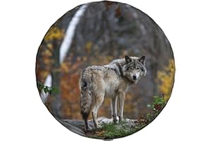 ZHIMAHOU Universal Ersatz Ersatzrad Abdeckung Lonely Wild Grey Wolf Wasserdicht Reserveradabdeckung Staubdicht Reifen für Anhänger, Wohnmobil, SUV, Geländewagen Rad 15 Zoll